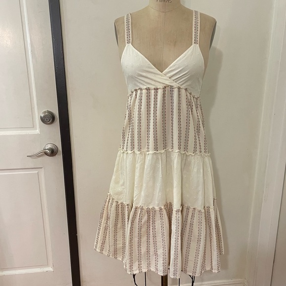 Zara Girls Tiered Frock Cotton Wide Spaghetti Straps V Neck Dress - Picture 11 of 12